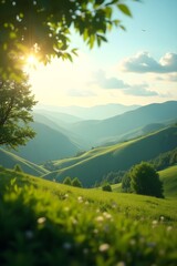 A breathtaking view of mountains and vibrant nature.
