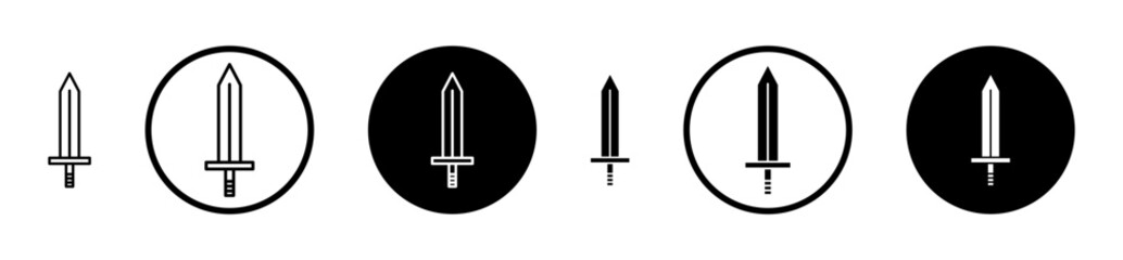 Sword icons set in black filled and stroke line style