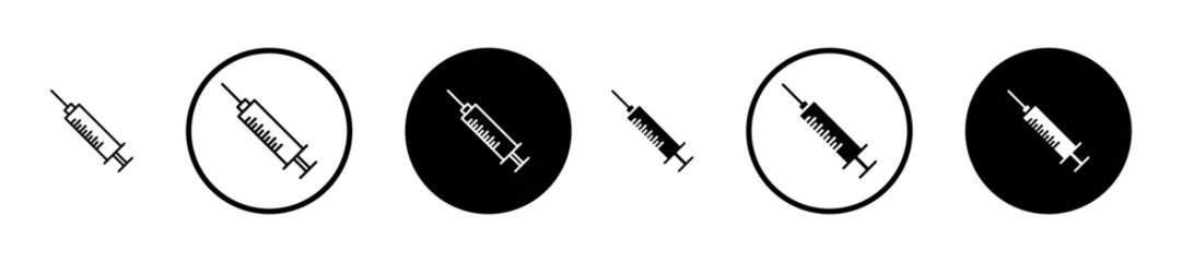 Syringe icons in black and blue set