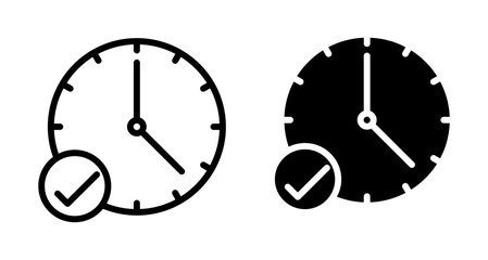Time check icons set in black filled and stroke line style