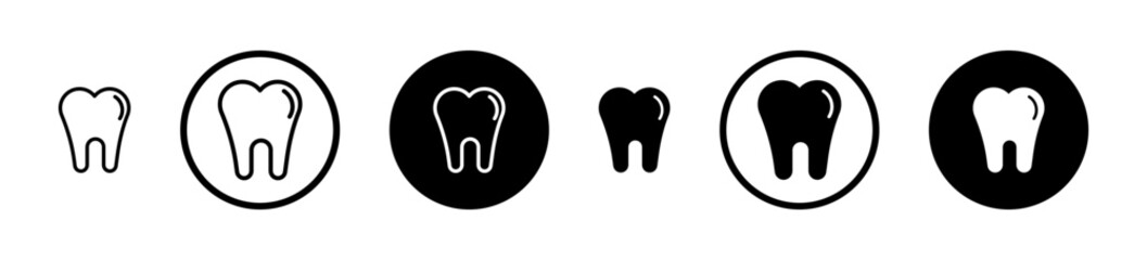 Tooth icons in black and blue set