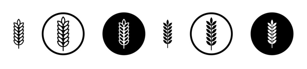 Wheat Icons vectors. black solid and liner versions