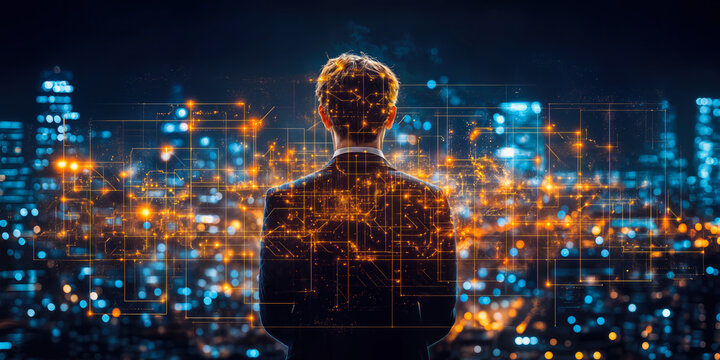 AI Software Development in Legal Sector Illuminated by Futuristic Technology Concept