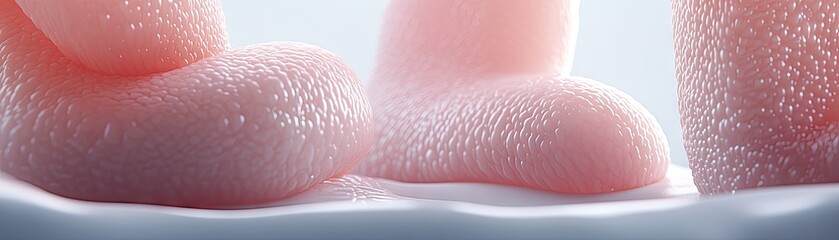 Fototapeta premium Close-up of pink textured surface, soft light background, medical research image