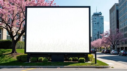 A large white billboard sits prominently on a busy city street. Generative AI
