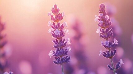 Obraz premium Soft Lavender Blooms in a Summer Field