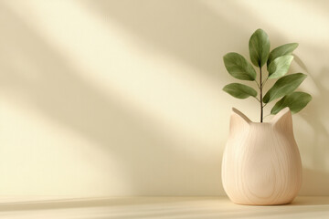 Beige Cat Vase Backdrop with Copy Space