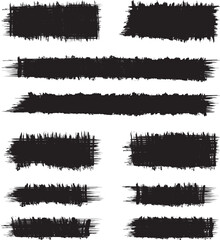 black brush strock set  and white background
