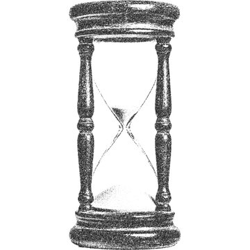 Classic wooden hourglass with sand. Stipple effect. 