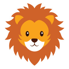Lion Head Vector Art Illustration, Logo and Icon Flat Design