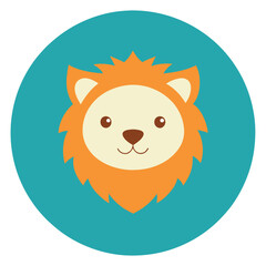 Lion Head Vector Art Illustration, Logo and Icon Flat Design