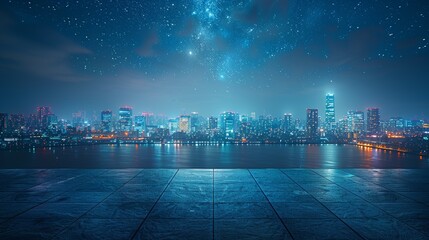 Metropolitan Cityscape at Nightfall. Twilight atmosphere showcasing city lights in panoramic composition with urban pulse and vibrant ambiance.