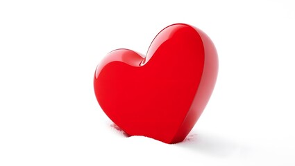 Fototapeta premium A mesmerizing red heart shining on a flawless white background. 