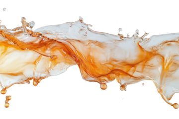 Splash of a transparent orange liquid on a white background PNG


