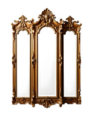 Fototapeta premium an ornate vintage style full length mirror isolated on a transparent background, photo, with white tones