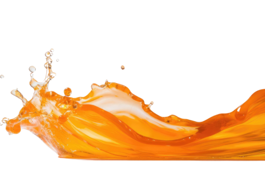 Splash of a transparent orange liquid on a white background PNG


