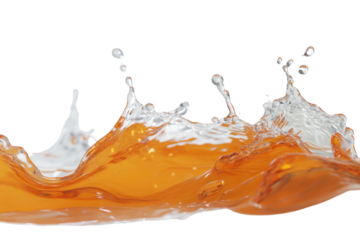Splash of a transparent orange liquid on a white background PNG


