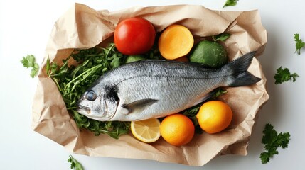 Fresh Fish with Fruits and Vegetables