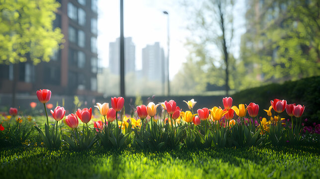 tulip field in spring