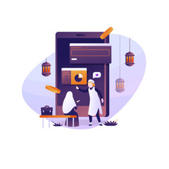 Mobile Syariah Banking Flat Illustration