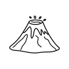  illustration of a round volcano with a white background