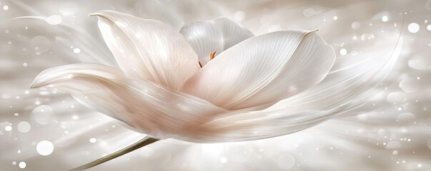 White lily blossom, soft light, bokeh background, elegant floral design, ideal for spa or wedding