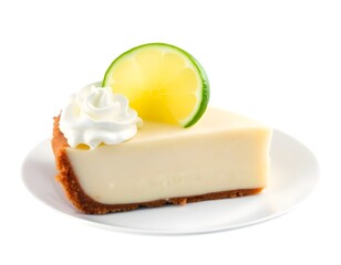 Key Lime Pie Slice with Whipped Cream Topping