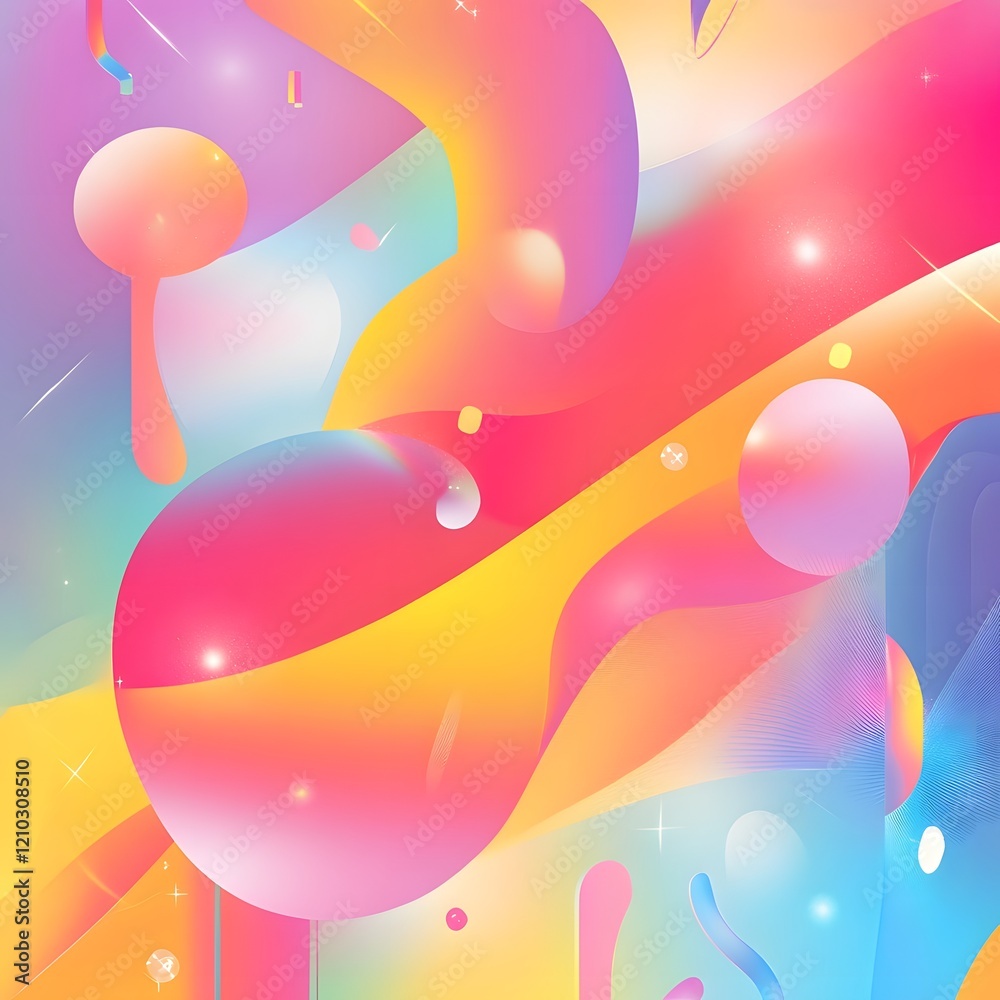Poster celebratory abstract background with vibrant gradient elements and playful aesthetic details featuri