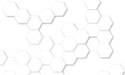 White Hexagonal Background. Luxury White Pattern. Vector Illustration. hexagon abstract background. Surface polygon pattern with glowing hexagon paper texture and futuristic business.	