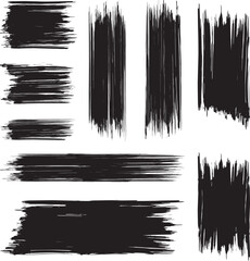 black brush strock set  and white background
