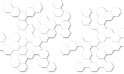 Fototapeta premium White Hexagonal Background. Luxury White Pattern. Vector Illustration. hexagon abstract background. Surface polygon pattern with glowing hexagon paper texture and futuristic business. 