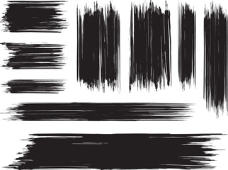 black brush strock set  and white background
