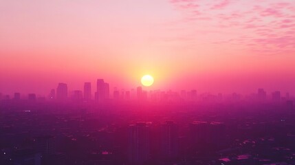 Fototapeta premium Beautiful cyberpunk city space with a sunset 