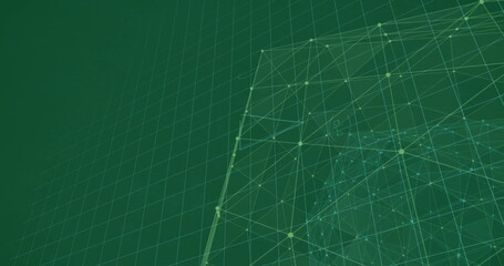 Image of network of connections and data processing over dark background