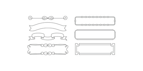 Ribbon Thin Lines Banner Outline Frame