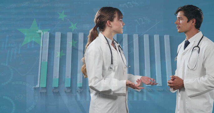 Image of financial data processing over diverse doctors - Powered by Adobe