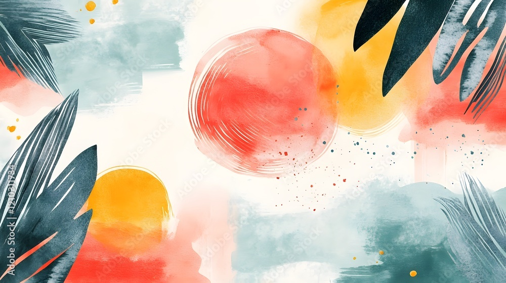 Wall mural enchanting watercolor abstract design with soft gradients smooth layered textures and playful imagin