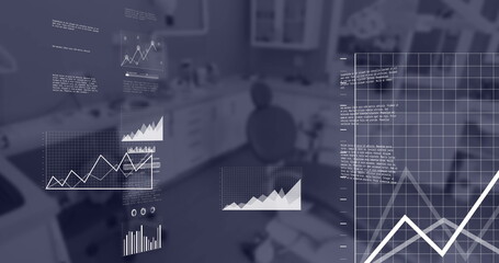 Image of statistics and data processing over office