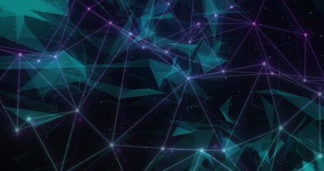 Image of network of connections with spots on dark background