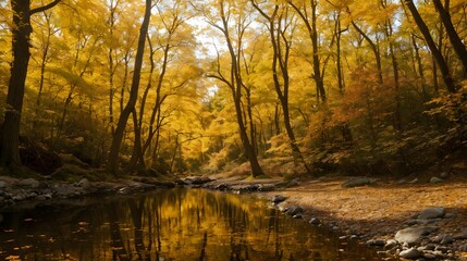Obraz premium Autumn Forest with Stream 