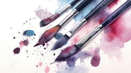 Fototapeta premium Set Of Watercolor Brushes on Paper