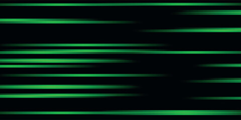 Abstract green lines, speed light effect. Illuminated traffic lanes.