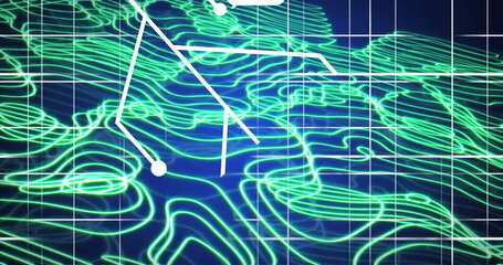 Image of ai data processing over circuit board with transfer trails