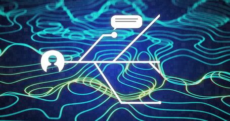 Image of ai data processing over circuit board with transfer trails