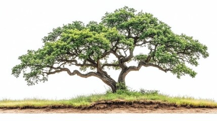 Obraz premium Majestic Green Tree with Spreading Branches Against White Background