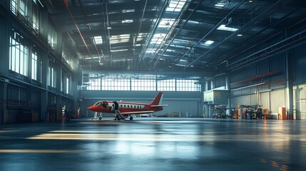 Hangar aircraft maintenance and system check for safe flight operations and spare parts replacement