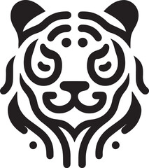 Simple tiger logo on black and white background