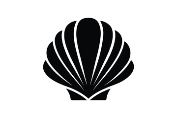 Illustration of a seashell on a black background, marine design  
