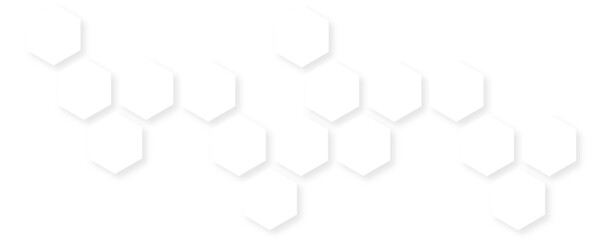 Hexagon abstract technology background. Tech or science concept seamless bright white honeycomb banner design. 