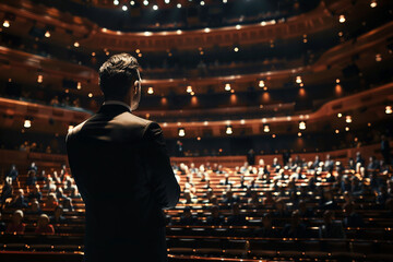 AI Generative image of theater stage performance in spotlight